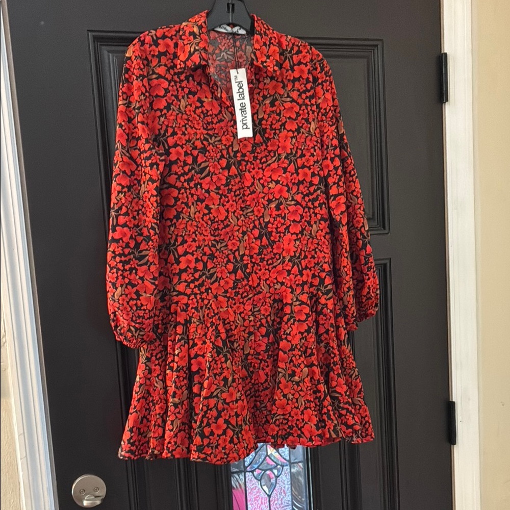 Private Label Red and Black Floral Dress